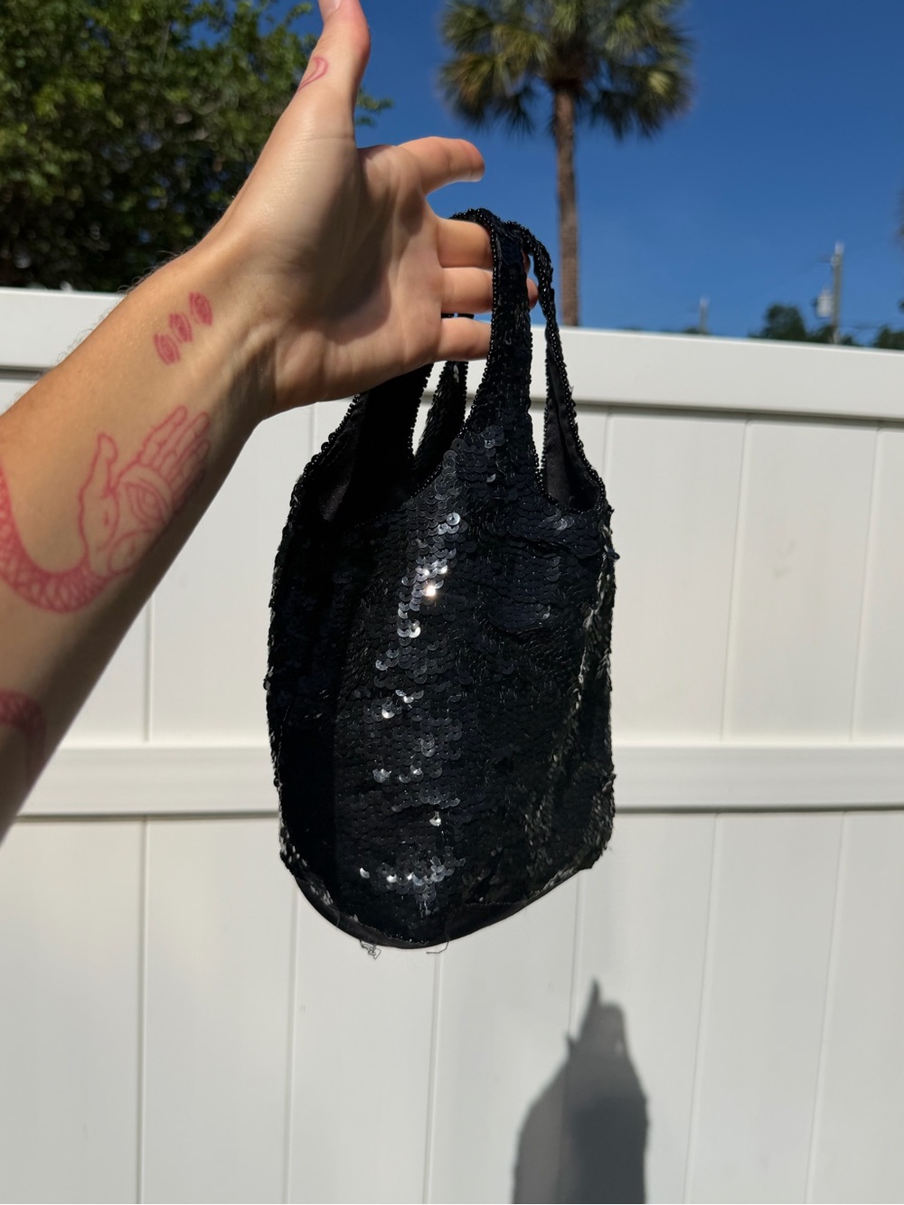 Vintage Black Sequin Mini Tote Bag - Stylish Evening Accessory